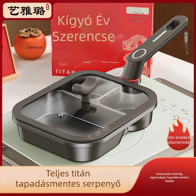 Titánium három az egyben serpenyő üveggel fedéllel – tapadásmentes, indukciós kompatibilis