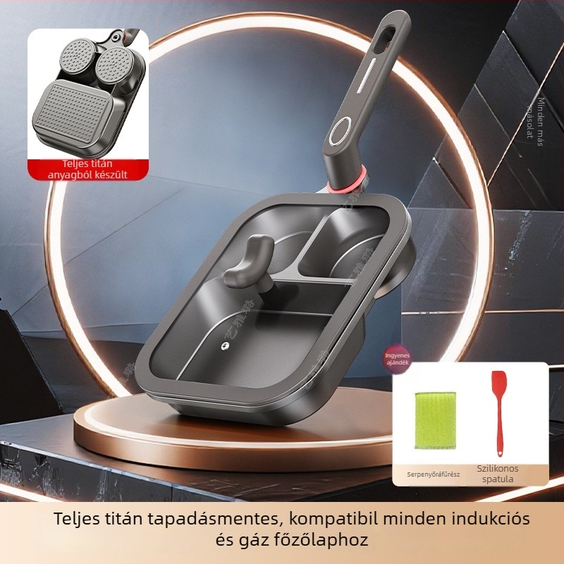 Titánium három az egyben serpenyő üveggel fedéllel – tapadásmentes, indukciós kompatibilis