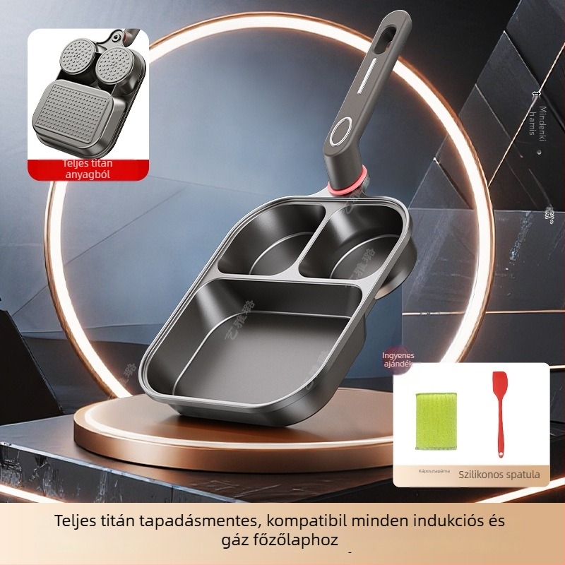 Titánium három az egyben serpenyő üveggel fedéllel – tapadásmentes, indukciós kompatibilis