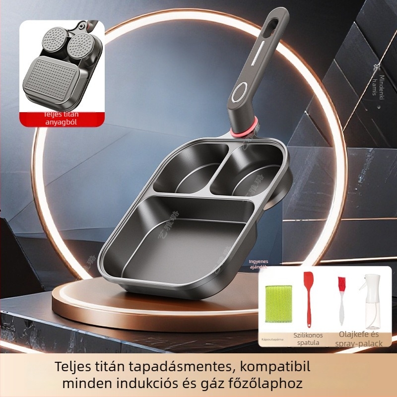 Titánium három az egyben serpenyő üveggel fedéllel – tapadásmentes, indukciós kompatibilis