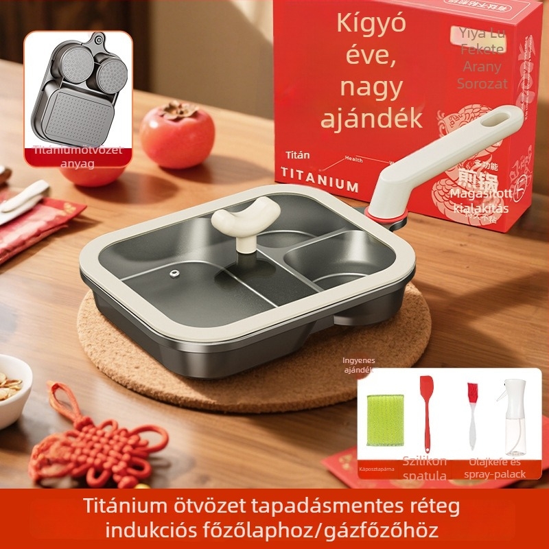 Titánium három az egyben serpenyő üveggel fedéllel – tapadásmentes, indukciós kompatibilis