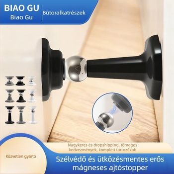 Szilikon mágneses ajtóstop, fúrás nélküli telepítés, ütközésvédő, kézi működtetés, modern stílus