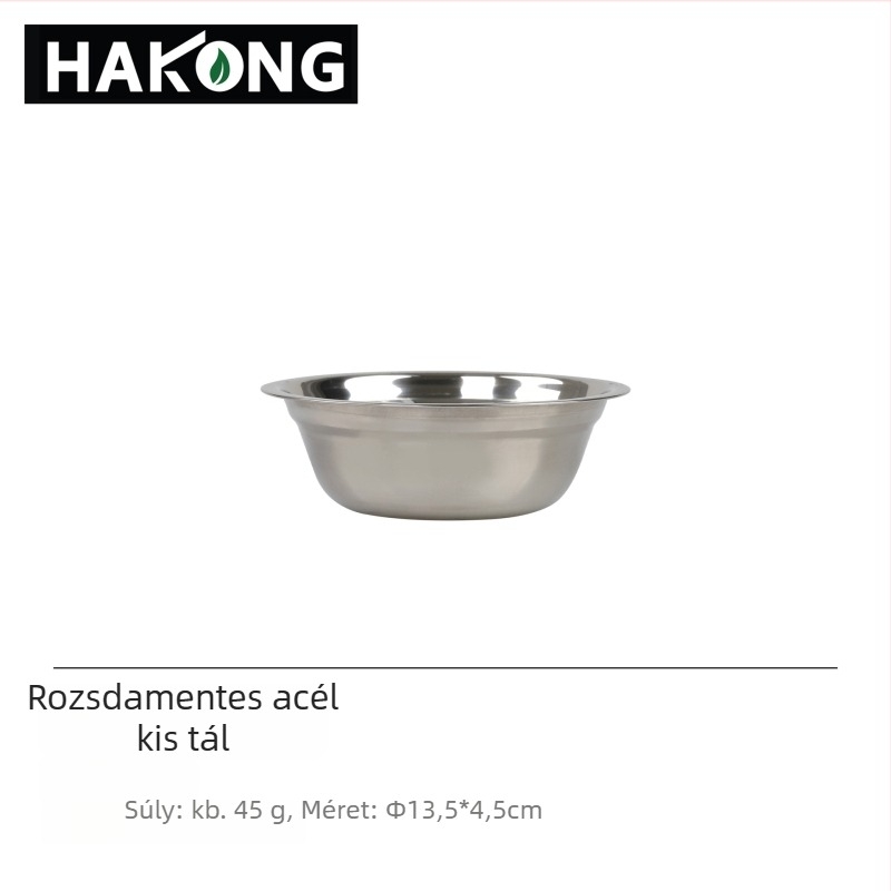 Harlem HALIN Kültéri kempinges rozsdamentes acél étkészlet, 18 darab, hordozható 4+ fő részére, 10 tányér és 8 tál