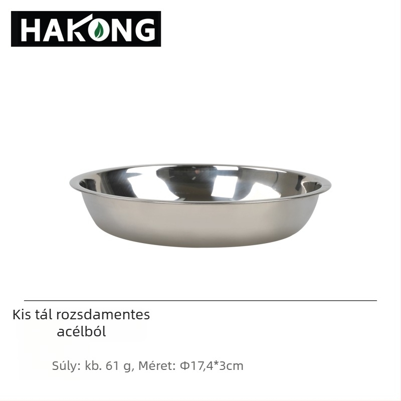 Harlem HALIN Kültéri kempinges rozsdamentes acél étkészlet, 18 darab, hordozható 4+ fő részére, 10 tányér és 8 tál