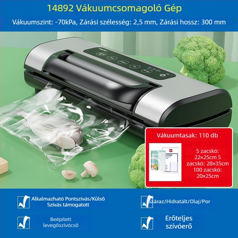 Vákuumos csomagológép 14891/14892 – ABS+ rozsdamentes acél, 120W, 220V, Vákuum funkció, Modell 14891