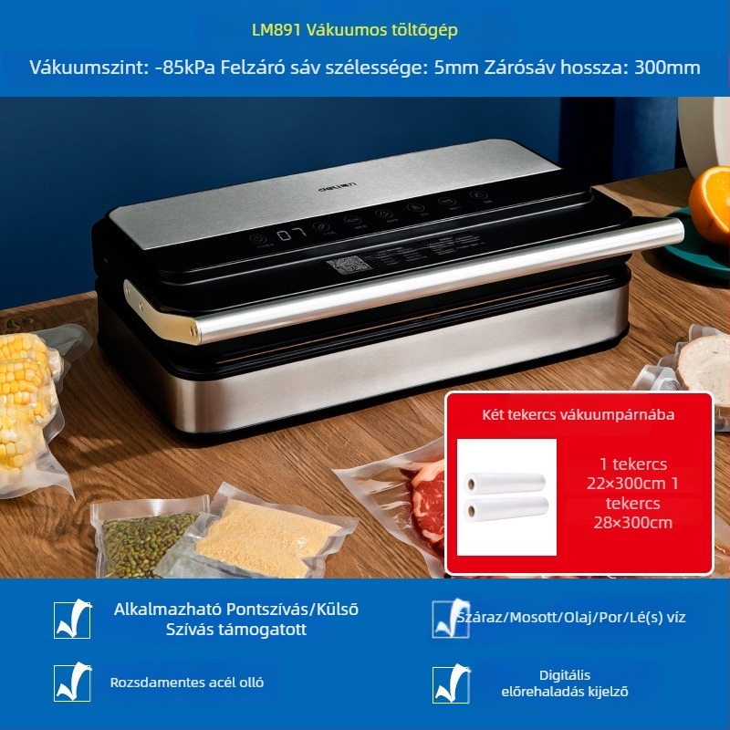 Vákuumos csomagológép 14891/14892 – ABS+ rozsdamentes acél, 120W, 220V, Vákuum funkció, Modell 14891