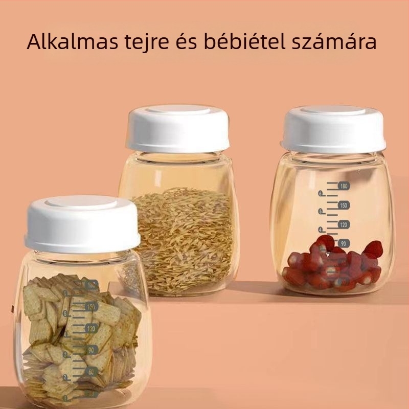 Rozsdamentes acélból készült anyatej tároló palack, egyenes test, standard átmérő, fogantyúval