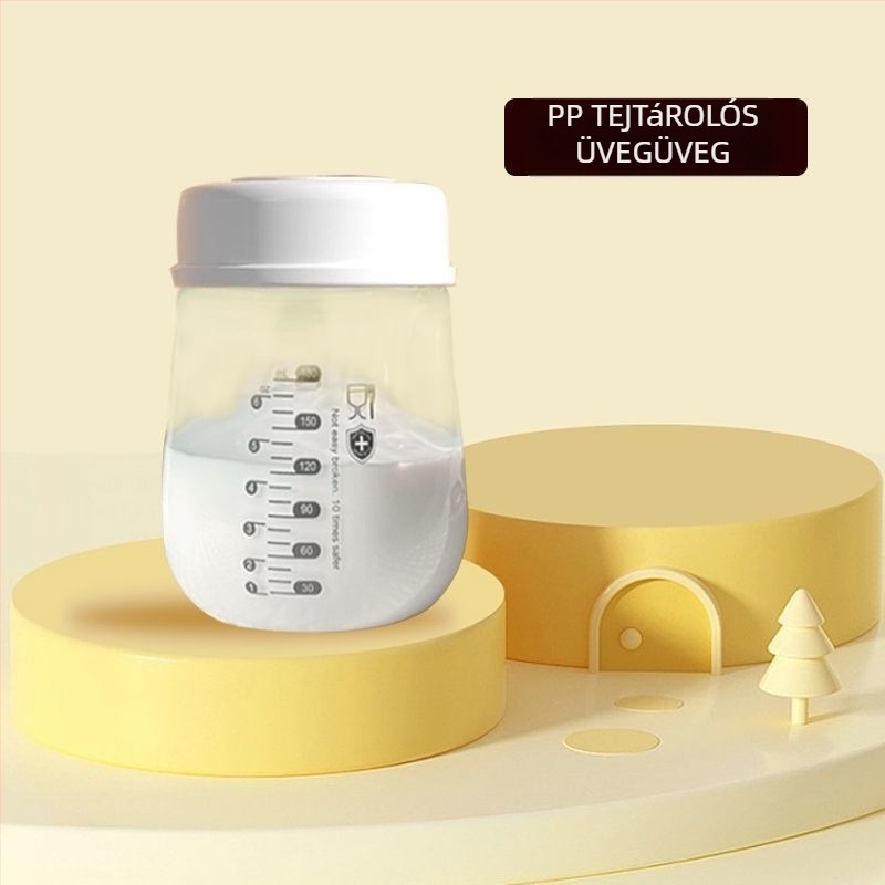 Rozsdamentes acélból készült anyatej tároló palack, egyenes test, standard átmérő, fogantyúval