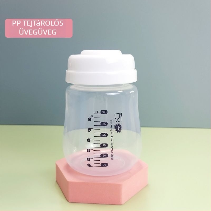 Rozsdamentes acélból készült anyatej tároló palack, egyenes test, standard átmérő, fogantyúval