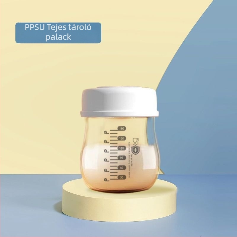 Rozsdamentes acélból készült anyatej tároló palack, egyenes test, standard átmérő, fogantyúval