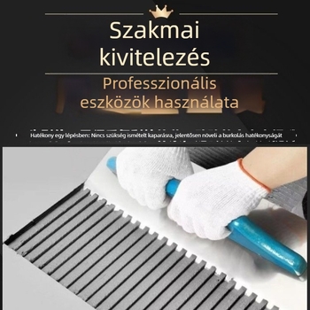 Fogazott rozsdamentes acél glettvas horonyával és négyzet alakú fogakkal csempefelrakáshoz