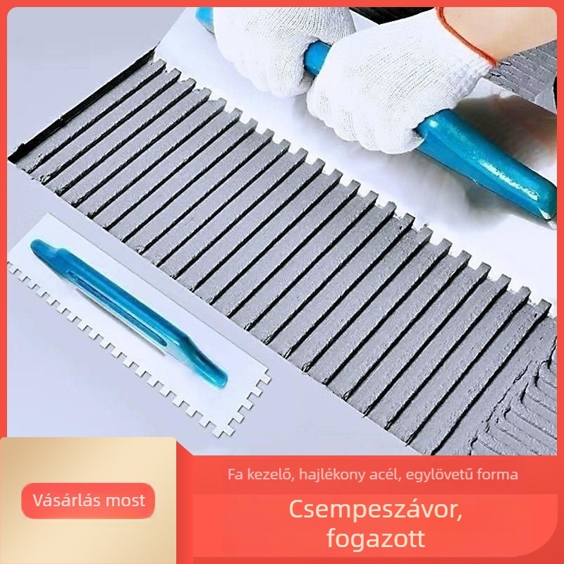 Fogazott rozsdamentes acél glettvas horonyával és négyzet alakú fogakkal csempefelrakáshoz