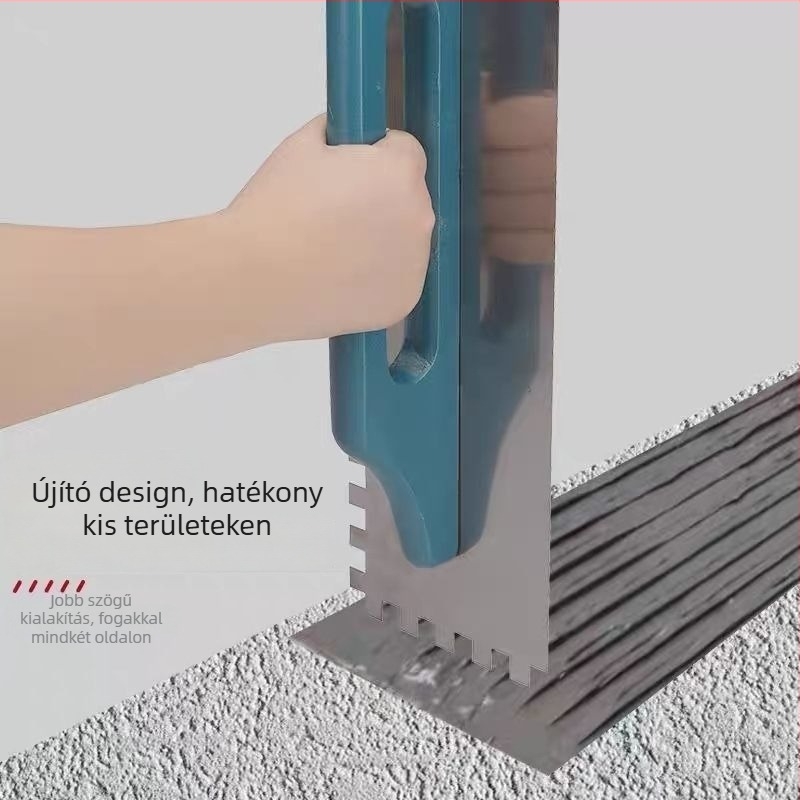 Fogazott rozsdamentes acél glettvas horonyával és négyzet alakú fogakkal csempefelrakáshoz