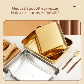 Rozsdamentes acél négyszögletes tál, egyszínű, egyszerű stílus, általános használat