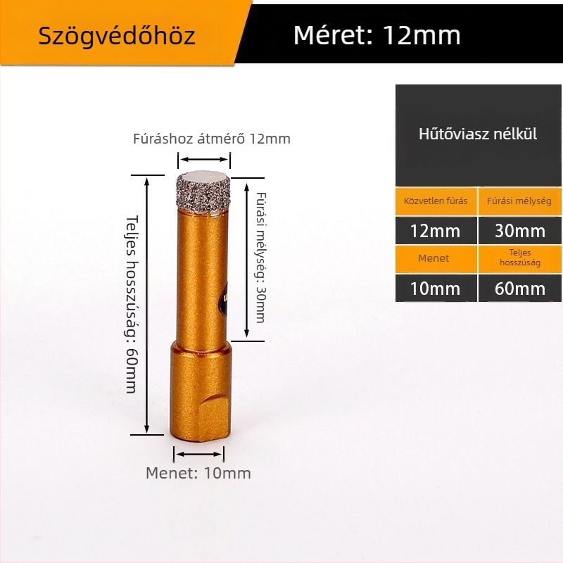 Szögcsiszolóhoz tervezett furat – száraz fúrás, többfunkciós, marmora, vitrifikált tégla, kő, gránit és csempék számára; kör alakú; Anyag: Brazing