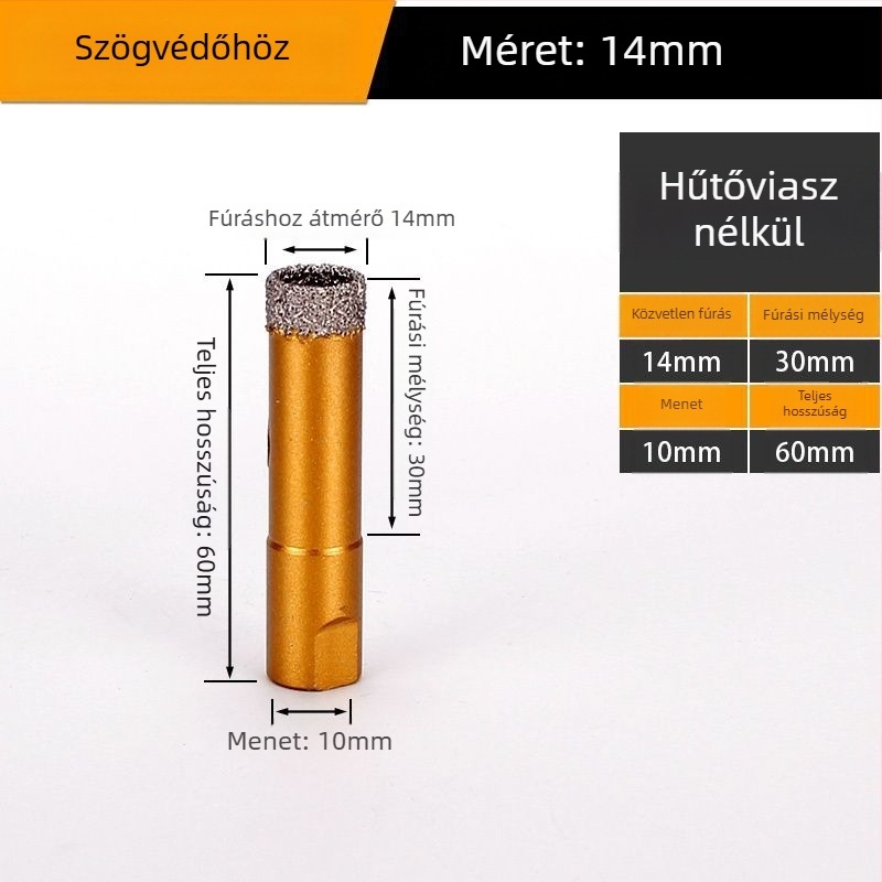 Szögcsiszolóhoz tervezett furat – száraz fúrás, többfunkciós, marmora, vitrifikált tégla, kő, gránit és csempék számára; kör alakú; Anyag: Brazing
