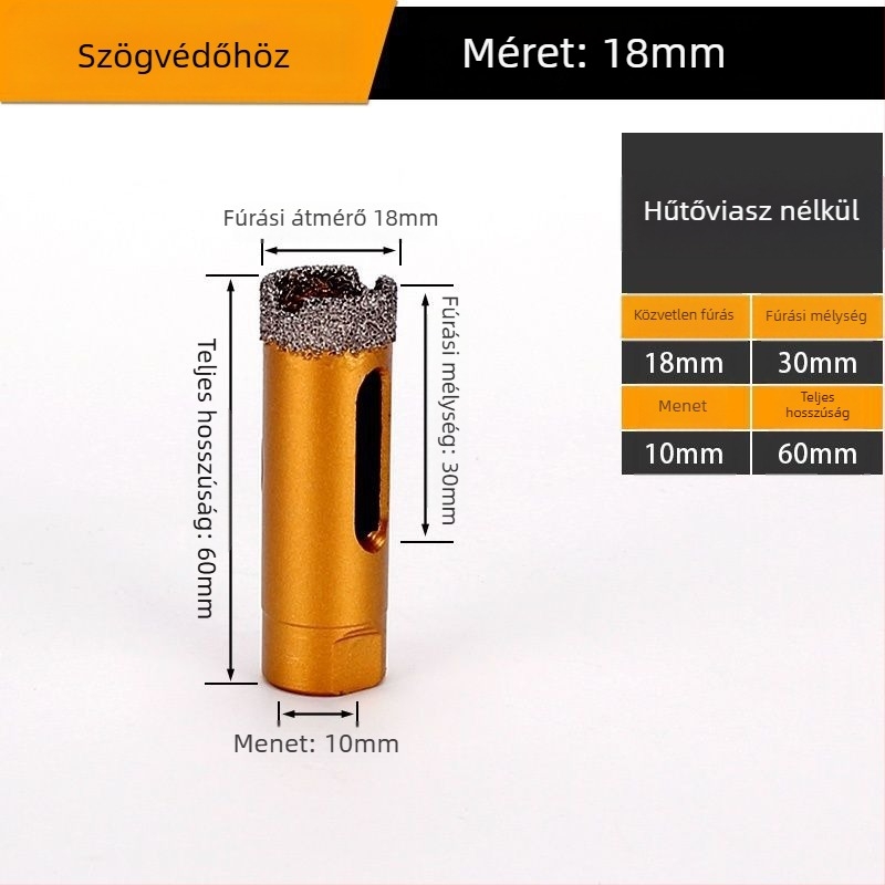 Szögcsiszolóhoz tervezett furat – száraz fúrás, többfunkciós, marmora, vitrifikált tégla, kő, gránit és csempék számára; kör alakú; Anyag: Brazing
