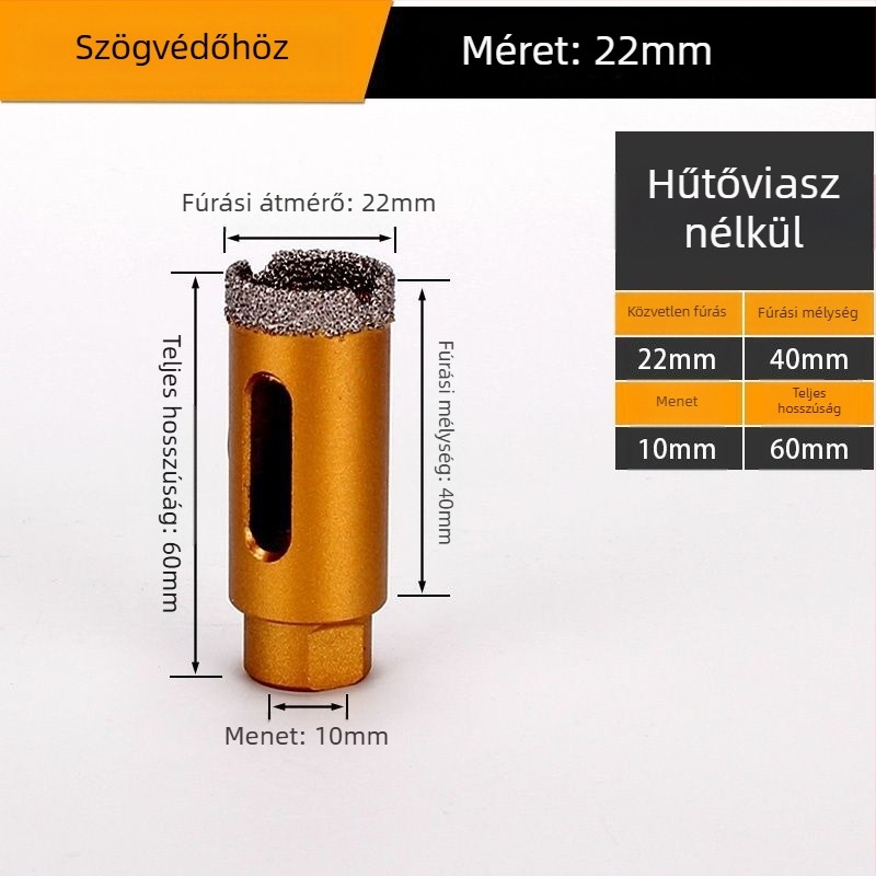 Szögcsiszolóhoz tervezett furat – száraz fúrás, többfunkciós, marmora, vitrifikált tégla, kő, gránit és csempék számára; kör alakú; Anyag: Brazing