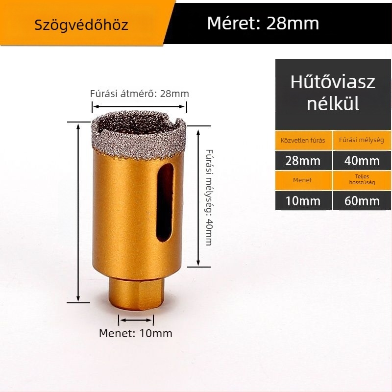 Szögcsiszolóhoz tervezett furat – száraz fúrás, többfunkciós, marmora, vitrifikált tégla, kő, gránit és csempék számára; kör alakú; Anyag: Brazing