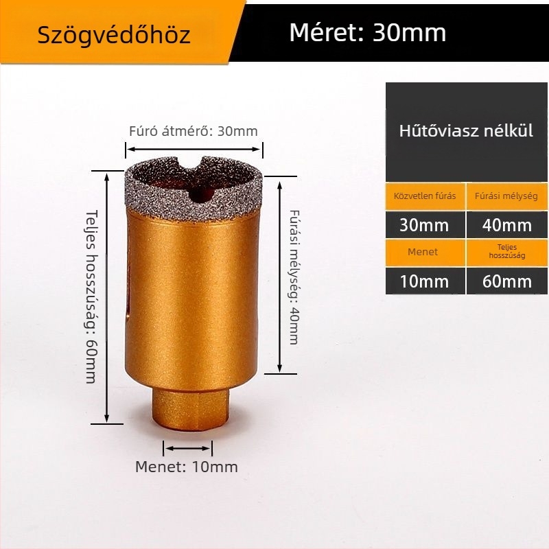 Szögcsiszolóhoz tervezett furat – száraz fúrás, többfunkciós, marmora, vitrifikált tégla, kő, gránit és csempék számára; kör alakú; Anyag: Brazing