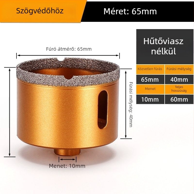 Szögcsiszolóhoz tervezett furat – száraz fúrás, többfunkciós, marmora, vitrifikált tégla, kő, gránit és csempék számára; kör alakú; Anyag: Brazing