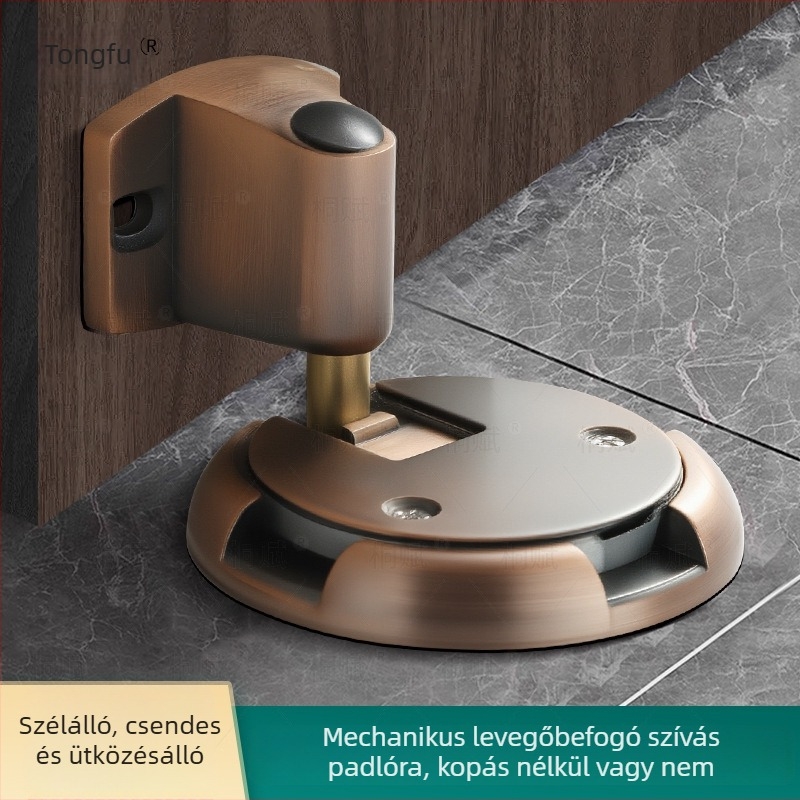 Padlóra szívó ajtózáró, automata vezérlés, cink ötvözet, elektroplakált felület, padlóra szerelve, modern minimalist stílus