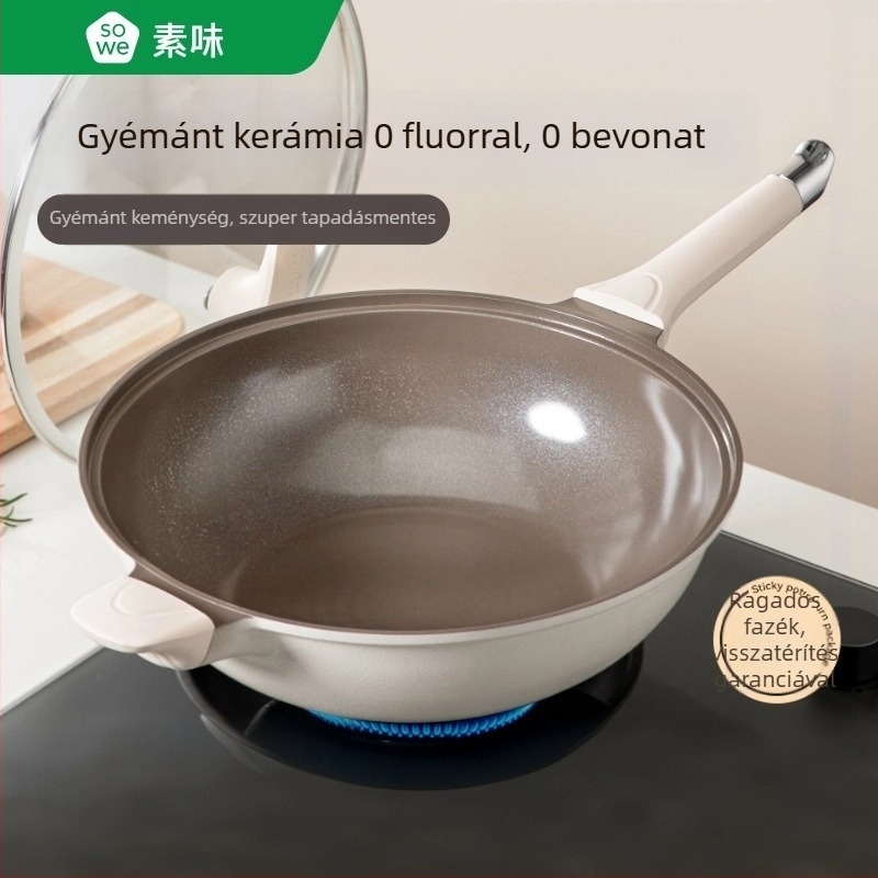 Wok titán-szórt bevonatú, tapadásmentes felülettel, alumíniumötvözet, 13 cm mély, 1,8 kg, modell TTC001