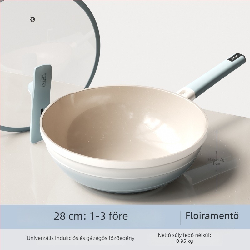 Wok titán-szórt bevonatú, tapadásmentes felülettel, alumíniumötvözet, 13 cm mély, 1,8 kg, modell TTC001