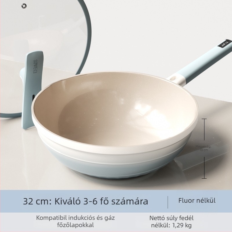 Wok titán-szórt bevonatú, tapadásmentes felülettel, alumíniumötvözet, 13 cm mély, 1,8 kg, modell TTC001