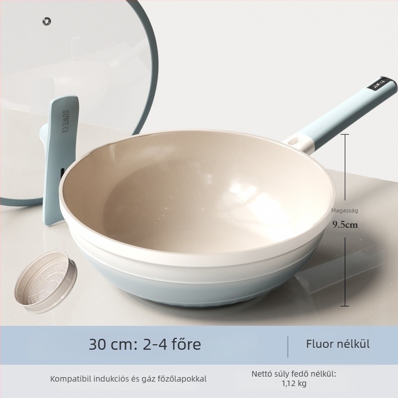 Wok titán-szórt bevonatú, tapadásmentes felülettel, alumíniumötvözet, 13 cm mély, 1,8 kg, modell TTC001