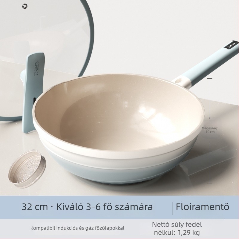 Wok titán-szórt bevonatú, tapadásmentes felülettel, alumíniumötvözet, 13 cm mély, 1,8 kg, modell TTC001
