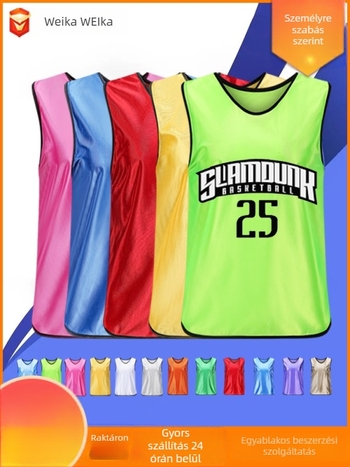 Csapatépítő mellény felnőtteknek és gyerekeknek, poliészter edzésmellények futball- és kosárlabda edzésekhez, nyomtatott grafikákkal és betűméret opciókkal