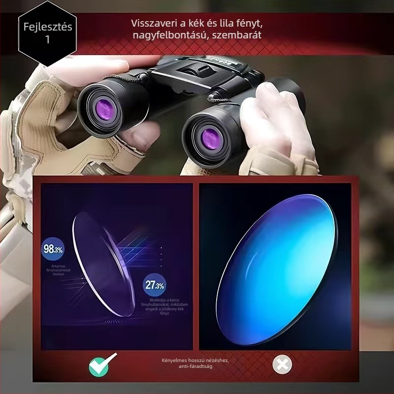 Gyermekeknek szóló 10x binokulár – Kényelmes kültéri használatra, 8° látómező, zoom funkció, testreszabható privát márka