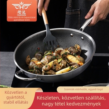 Rozsdamentes acél wok, 400-as sorozat, egyetlen aljzat, 9 cm mélység, üvegfedő