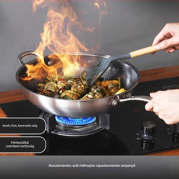 Rozsdamentes acél wok, 400-as sorozat, egyetlen aljzat, 9 cm mélység, üvegfedő