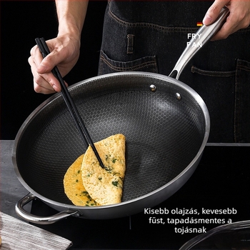 Rozsdamentes acél wok, 400-as sorozat, egyetlen aljzat, 9 cm mélység, üvegfedő