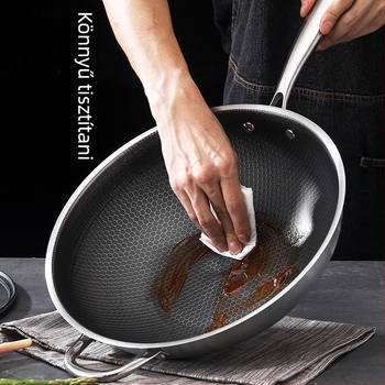Rozsdamentes acél wok, 400-as sorozat, egyetlen aljzat, 9 cm mélység, üvegfedő