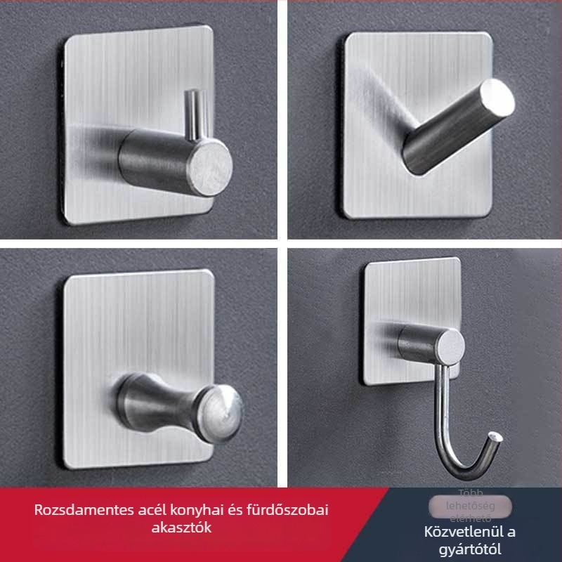 Öntapadós rozsdamentes acél vállfa 304 (304 rozsdamentes acél • csiszolt felület • modern minimalista stílus • tömeg 0.2)
