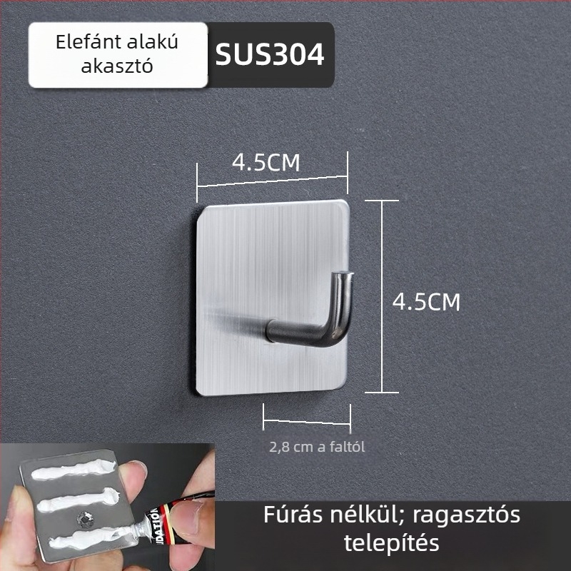 Öntapadós rozsdamentes acél vállfa 304 (304 rozsdamentes acél • csiszolt felület • modern minimalista stílus • tömeg 0.2)