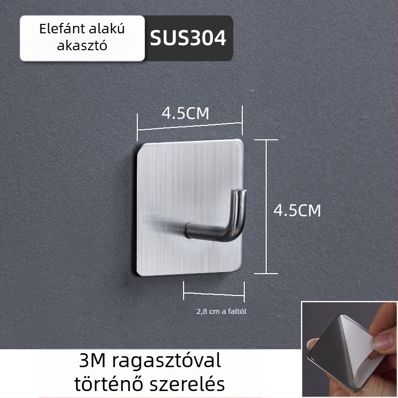 Öntapadós rozsdamentes acél vállfa 304 (304 rozsdamentes acél • csiszolt felület • modern minimalista stílus • tömeg 0.2)