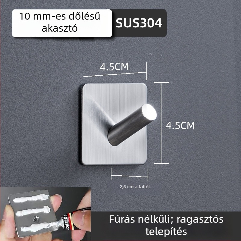 Öntapadós rozsdamentes acél vállfa 304 (304 rozsdamentes acél • csiszolt felület • modern minimalista stílus • tömeg 0.2)