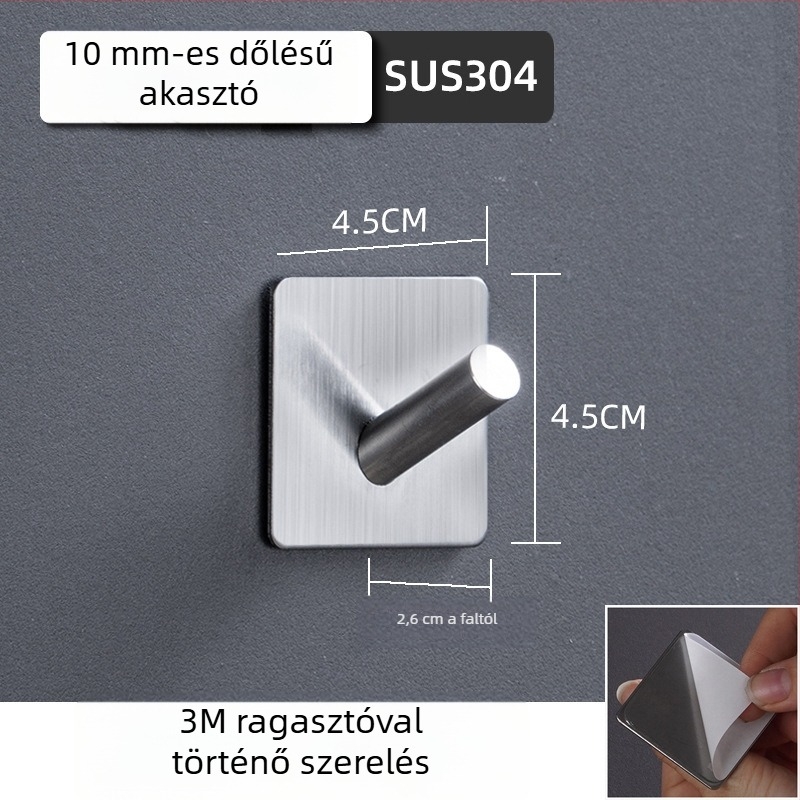 Öntapadós rozsdamentes acél vállfa 304 (304 rozsdamentes acél • csiszolt felület • modern minimalista stílus • tömeg 0.2)