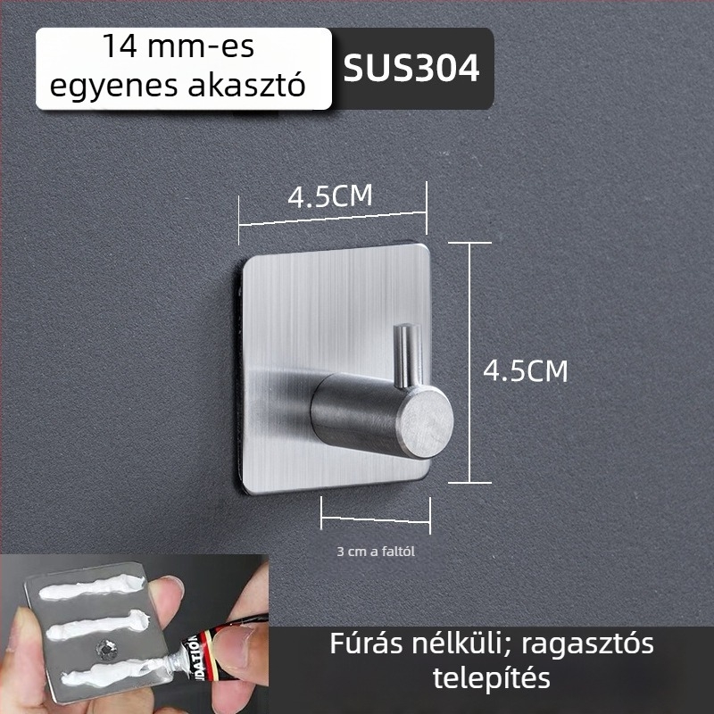 Öntapadós rozsdamentes acél vállfa 304 (304 rozsdamentes acél • csiszolt felület • modern minimalista stílus • tömeg 0.2)