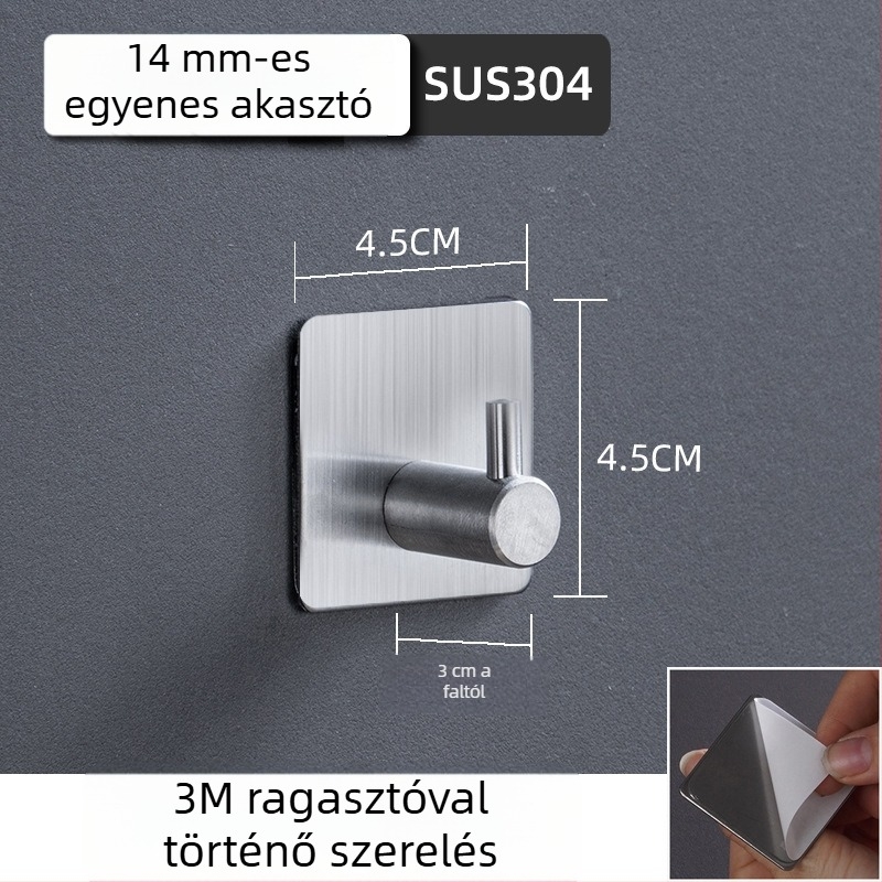 Öntapadós rozsdamentes acél vállfa 304 (304 rozsdamentes acél • csiszolt felület • modern minimalista stílus • tömeg 0.2)