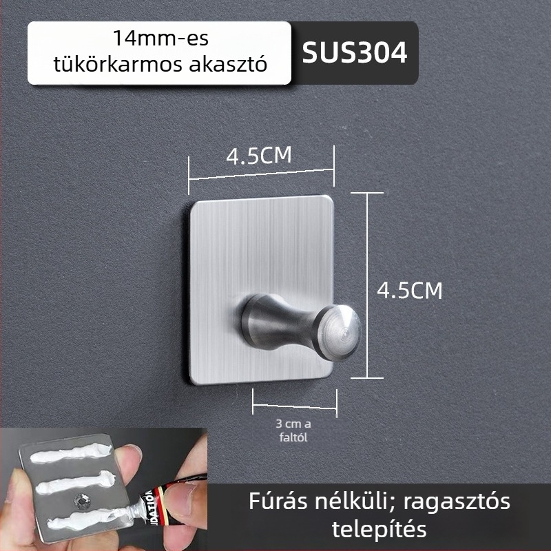 Öntapadós rozsdamentes acél vállfa 304 (304 rozsdamentes acél • csiszolt felület • modern minimalista stílus • tömeg 0.2)