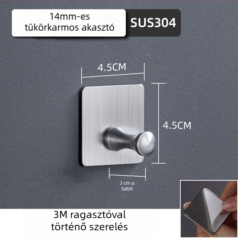 Öntapadós rozsdamentes acél vállfa 304 (304 rozsdamentes acél • csiszolt felület • modern minimalista stílus • tömeg 0.2)