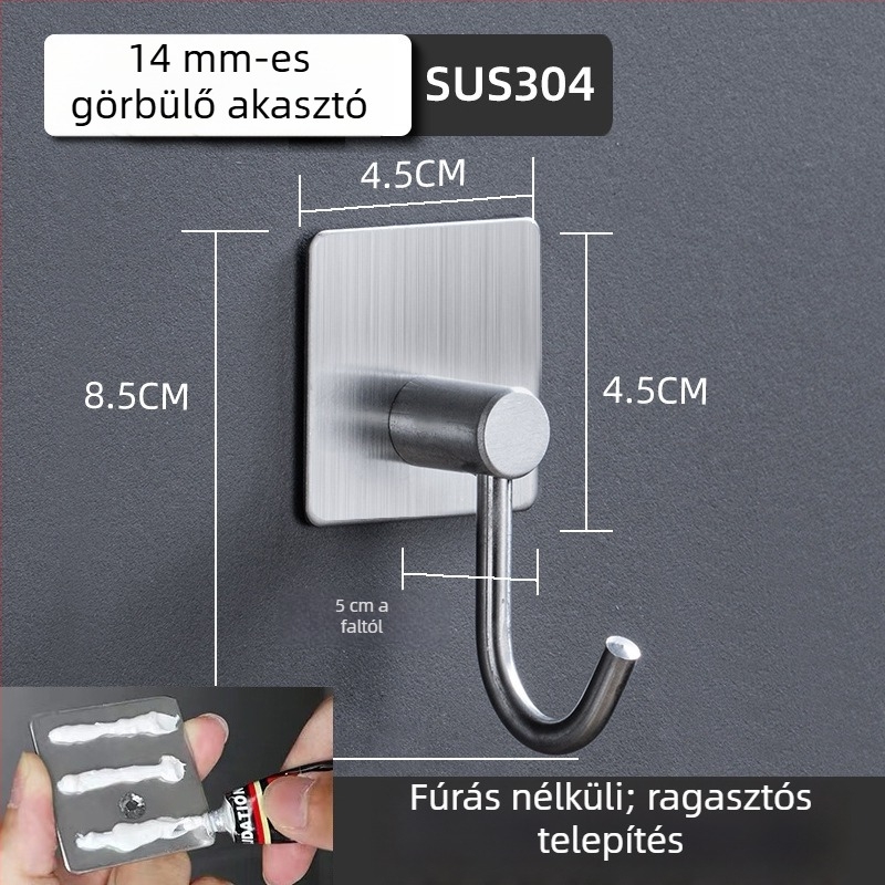 Öntapadós rozsdamentes acél vállfa 304 (304 rozsdamentes acél • csiszolt felület • modern minimalista stílus • tömeg 0.2)