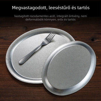 Rozsdamentes acél tál – Retro stílus, kerek, egységes mintázat, elektroplattolt felület, Mikrohullámú sütőben használható