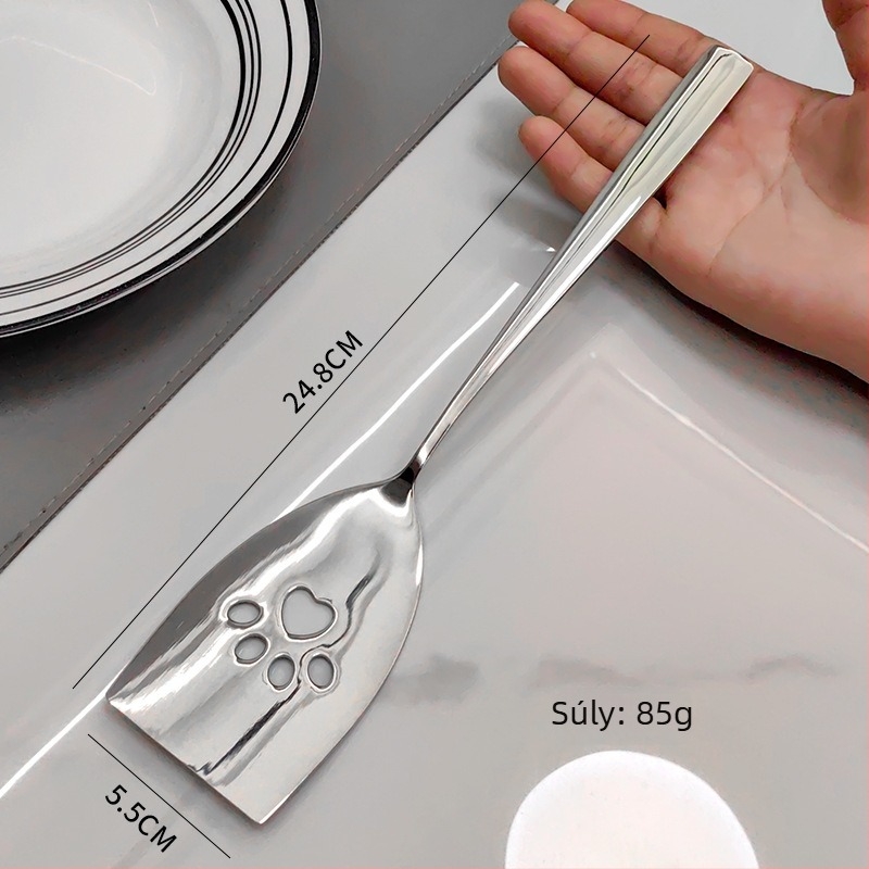 304 rozsdamentes acél kanál- és spatula készlet – minimalistikus konyhai eszköz önkiszolgáló étkezéshez, teppanyaki-kompatibilis, csúszásmentes fogantyú, magas hőállóság, tapadásmentes bevonat