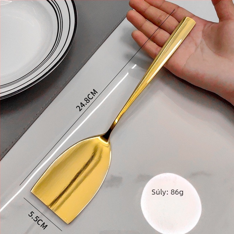 304 rozsdamentes acél kanál- és spatula készlet – minimalistikus konyhai eszköz önkiszolgáló étkezéshez, teppanyaki-kompatibilis, csúszásmentes fogantyú, magas hőállóság, tapadásmentes bevonat
